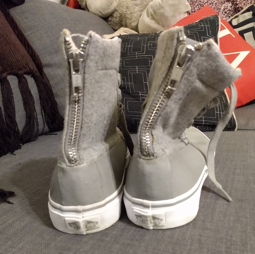 Vans Grey and Light Pink High Top Vans w/ Zipper - Picture 2 of 6